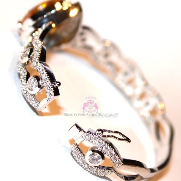 Canary Yellow Cubic Zirconia Heart Love Valentine Cuff Choose Joy Cz Bracelet - Picture 7 of 10